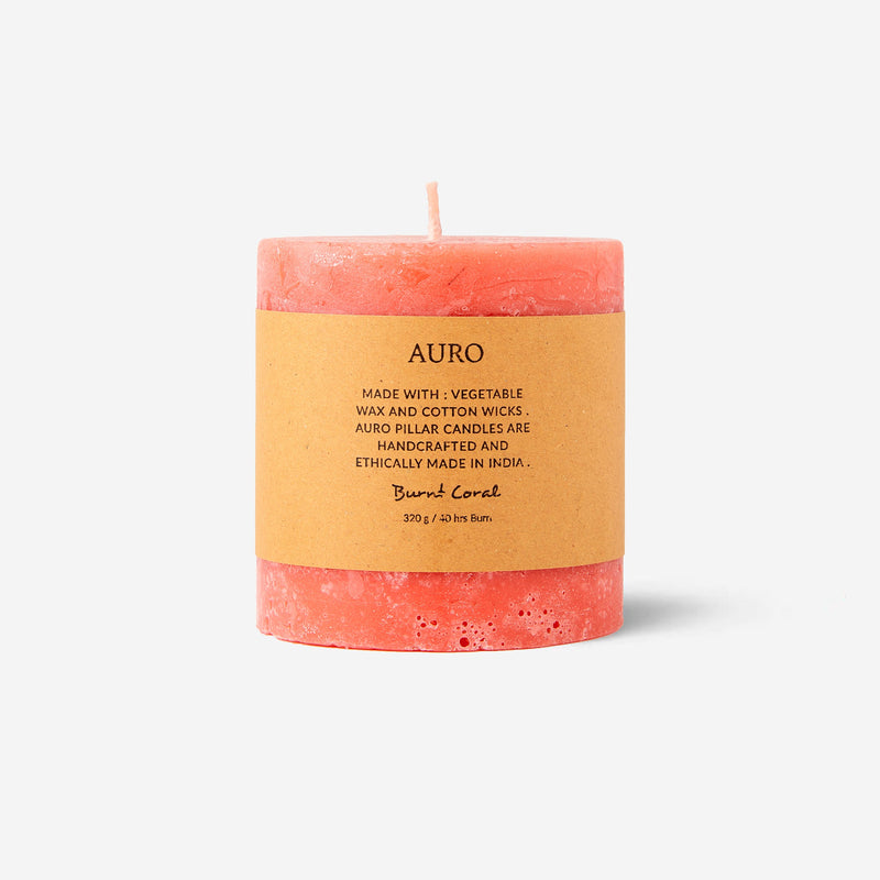 Burnt coral pillar candle small