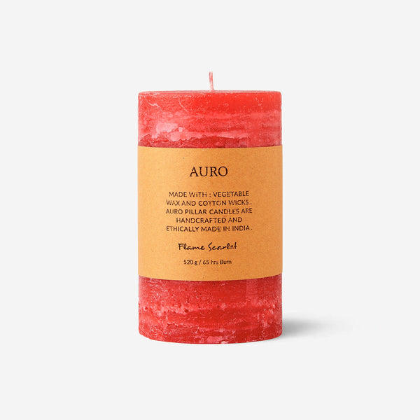 Flame scarlet pillar candle large