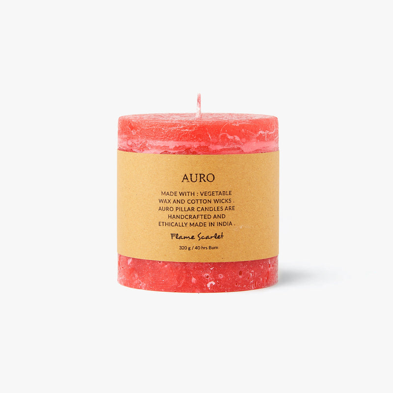 Flame scarlet pillar candle small