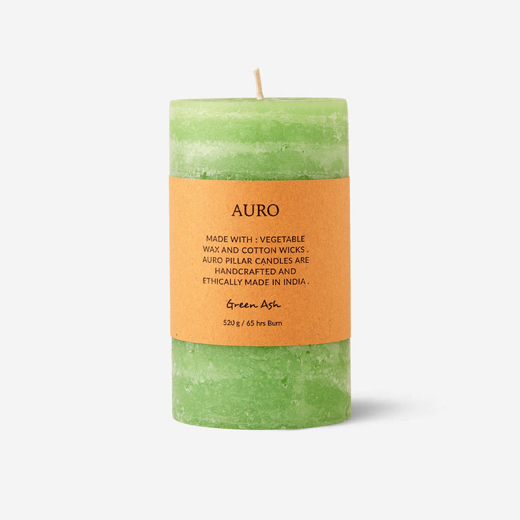 Green ash pillar candle large