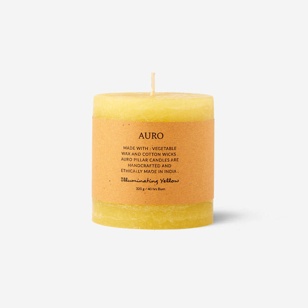 Illuminating yellow pillar candle small