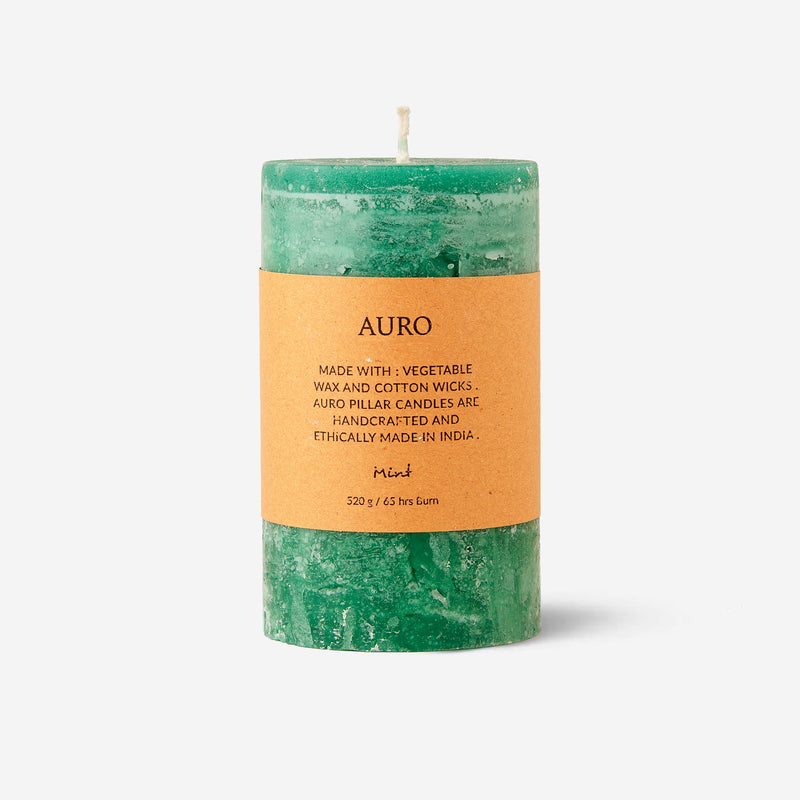 Mint pillar candle large